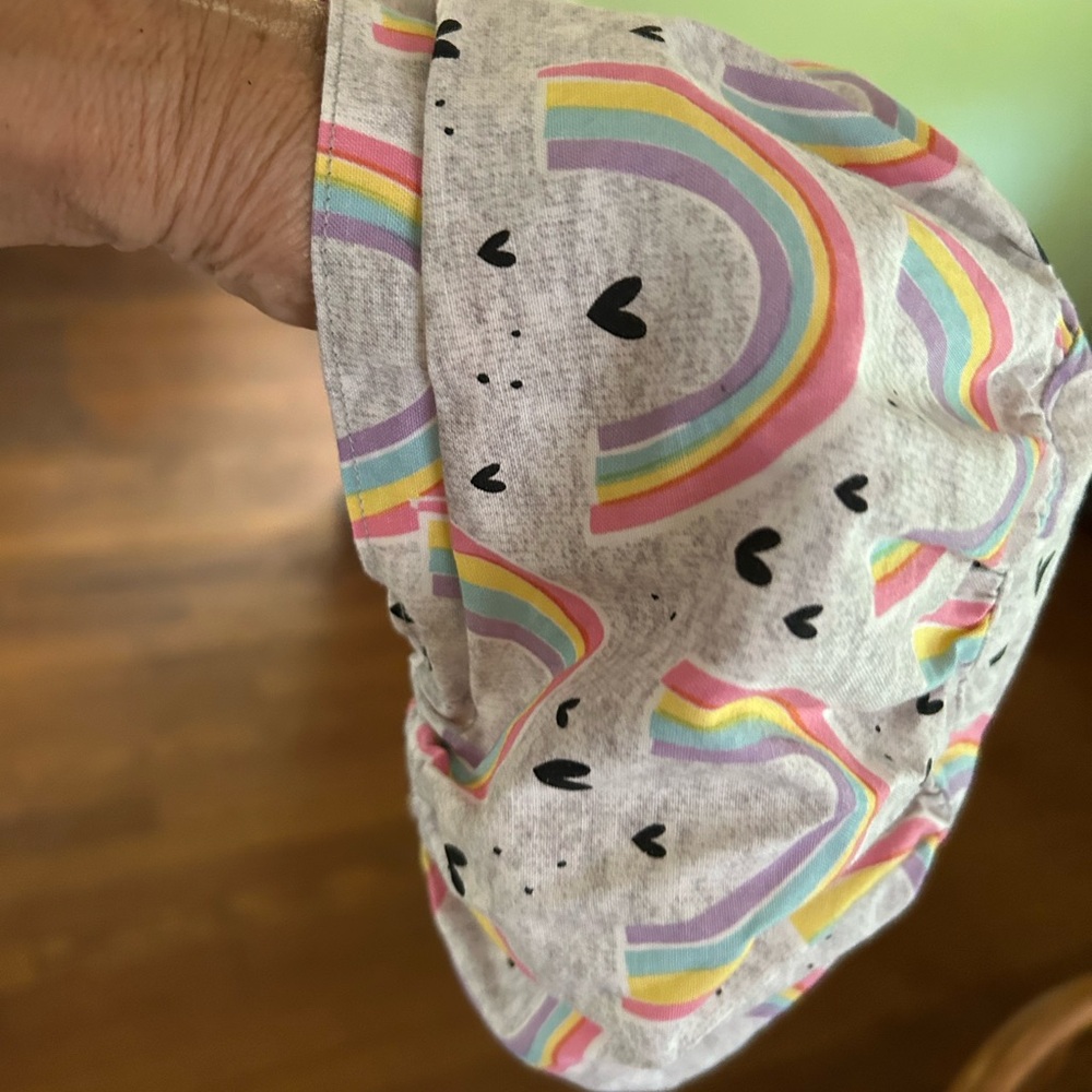 Pastel Rainbow and Hearts Surgical Scrub Cap for women.